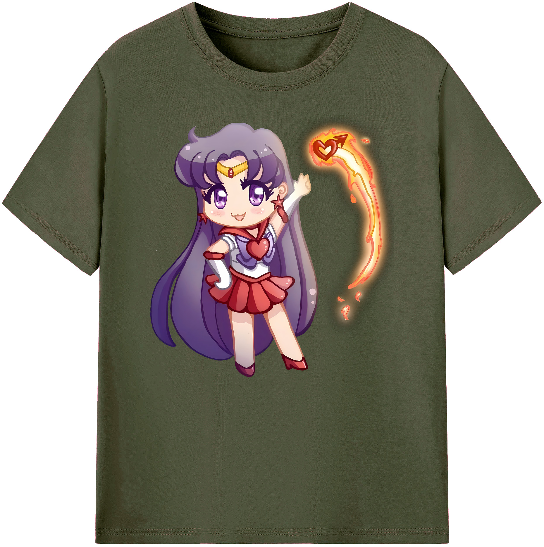 （画像用） 美少女戦士セーラームーン 火野レイ ひの レイ Sailor Moon Hino Rei （セーラーマーズ,Sailor Mars） 綿100％ メンズ半袖Tシャツ｜肌触りやわらか＆通気性